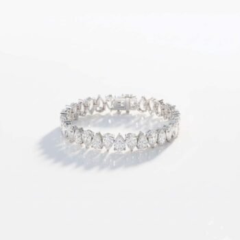18K Silver 11-17 ctw Pear Cut Lab Grown Diamond Tennis Bracelet (EF VS1 CVD)