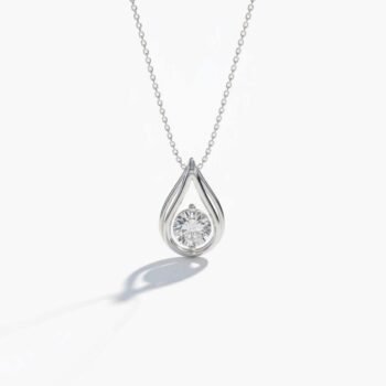 18K Silver 1 ct Round Cut Lab Grown Diamond Solitaire Pendant Necklace (EF VS1 CVD)