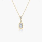 18K Silver 2.25 ctw Emerald & Round Lab Grown Diamond Three-Stone Drop Pendant (EF VS1 CVD)