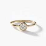 18K Yellow Silver 0.50 ctw CVD Diamond Solitaire Ring - IGI Certified EF-VS1 Bezel Set Lab Grown Diamond