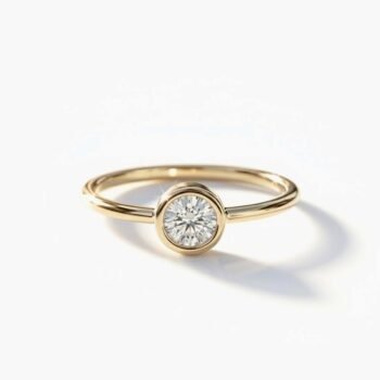 18K Yellow Silver 0.50 ctw CVD Diamond Solitaire Ring - IGI Certified EF-VS1 Bezel Set Lab Grown Diamond