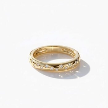 18K Yellow Silver 0.32 ctw CVD Diamond Wave Ring - IGI Certified EF-VS1 Lab Grown Diamond Band