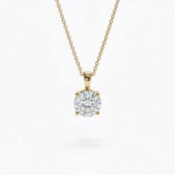 18K Silver 1.50 ct Round Lab Grown Diamond Solitaire Pendant Necklace (EF VS1 CVD)