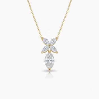 18K Silver 1.50 ct Marquise Lab Grown Diamond Butterfly Drop Pendant (EF VS1 CVD)
