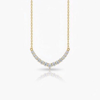 3.60 CTW Lab Grown Diamond Curved Chevron Necklace - EF VS1 Round Cut - 18K Gold over Silver