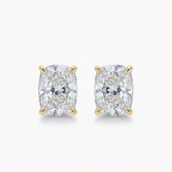 4.00ctw Elongated Cushion Cut IGI Certified Lab Grown Diamond Stud Earrings in 18k Silver