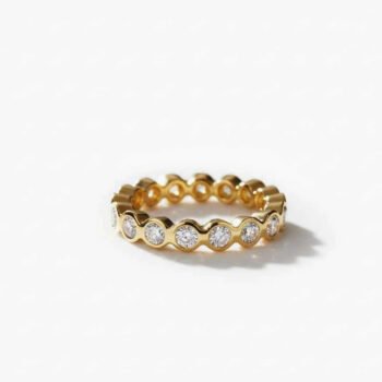 18K Silver 0.98 ctw Round Lab Grown Diamond Bezel-Set Eternity Band Ring (EF VS1 CVD)