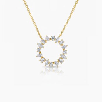 3ctw multi Cut Lab Grown Diamonds Circle Pendant Necklace For Women