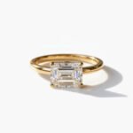 14K Gold 2.00 ctw Emerald cut Lab Grown Diamond East-West Solitaire Engagement Ring
