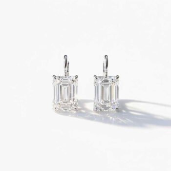 Shopneez 6.10 ctw Emerald Cut Lab Grown Diamond Drop Earrings 18K Silver (EF VS1 CVD)