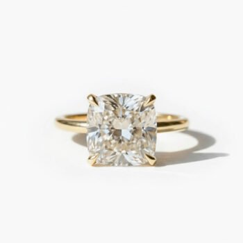 Cushion Cut Lab Grown Diamond Solitaire Ring, 925 Silver EF VS1 CVD (0.50-5.0 CT)