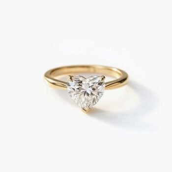 18K Yellow Silver IGI Certified 2 ct Heart cut Lab Diamond Solitaire ring