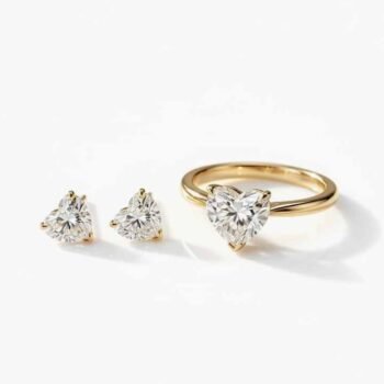 3.00 TCW Heart Cut Lab Grown Diamond Valentine’s Combo Set | 1ct Solitaire Ring & 2ct Stud Earrings