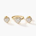 Valentine’s Special: 5.00 TCW Heart Cut Diamond Halo Combo Set | 2ct Ring & 3ctw Earrings | E-F VS1 Lab Grown