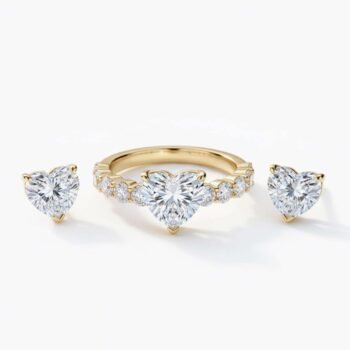 3.00 TCW Heart Cut Lab Diamond Valentine Set | 1ct Solitaire Ring & 2ctw Studs | E-F VS1