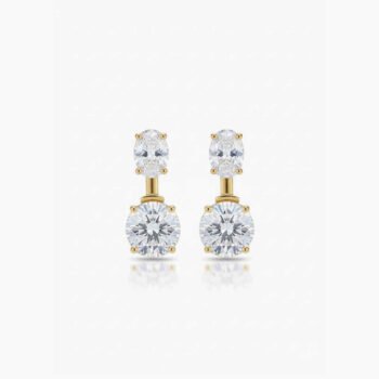 Shopneez 6.0 ctw Round & Oval Lab Grown Diamond Drop Earrings, 18K Silver (EF VS1 CVD)