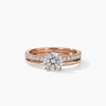 1.68 CTW Round Lab Grown Diamond Hidden Halo Bridal Set - 14K Rose Gold Pavé Engagement Ring & Matching Band (EF/VS1)