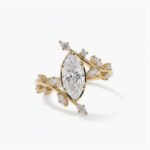 2.55ct Marquise Lab Grown Diamond Engagement Ring, 14k Gold Nature Inspired Vine Cluster Bridal Ring, E-F/VS1