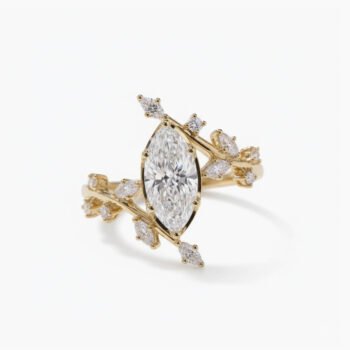 2.55ct Marquise Lab Grown Diamond Engagement Ring, 14k Gold Nature Inspired Vine Cluster Bridal Ring, E-F/VS1