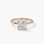 3.31ct Cushion Cut Lab Grown Diamond Engagement Ring, 14k Gold Hidden Halo Solitaire, E-F/VS1 Brilliant Bridal Ring