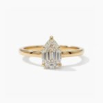 2.03 Ct Pear Step Cut Lab Grown Diamond Engagement Ring 14K Gold Solitaire FG VS1 Certified Wedding Ring