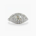 Vintage Halo Moissanite Ring 3.15ct Round Cut | Antique Cushion Halo Engagement Ring | Art Deco Dome Ring | 925 Silver