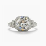 5.79ct Round Moissanite Engagement Ring, Vintage Square Halo Split Shank Ring, DE VVS1 Moissanite, 925 Silver Promise Ring