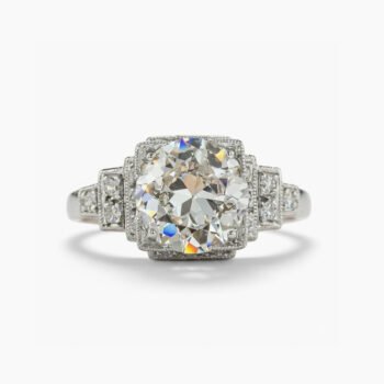 5.79ct Round Moissanite Engagement Ring, Vintage Square Halo Split Shank Ring, DE VVS1 Moissanite, 925 Silver Promise Ring