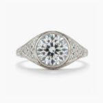 3.11 Ct Round Moissanite Engagement Ring | Vintage Bezel Halo Split Shank Ring | VVS1 DE Moissanite | 925 Silver Art Deco Ring