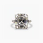 10.02ct Asscher Cut Moissanite Engagement Ring, Baguette Side Stones, Cathedral Setting, 925 Silver Statement Ring, Vintage Style Bridal Ring