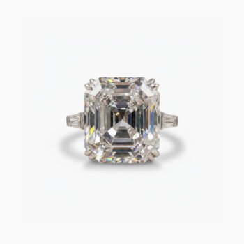 10.02ct Asscher Cut Moissanite Engagement Ring, Baguette Side Stones, Cathedral Setting, 925 Silver Statement Ring, Vintage Style Bridal Ring
