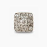 Men’s Art Deco Moissanite Ring | 0.58 Ct Round Cut Halo Ring | Vintage Square Filigree Silver Statement Ring