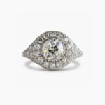 1.62 CT Round Moissanite Halo Ring, Vintage Art Deco Statement Ring in 925 Silver