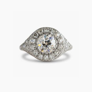 1.62 CT Round Moissanite Halo Ring, Vintage Art Deco Statement Ring in 925 Silver
