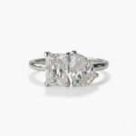 Toi Et Moi Moissanite Ring Pear Radiant Cut 925 Silver | 1.55ct Pear & 2.10ct Radiant Two Stone Engagement Ring | DE VVS1