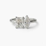 Radiant Marquise Toi Et Moi Moissanite Ring 925 Silver | 1.58ct Radiant & 1.25ct Marquise Two Stone Engagement Ring | DE VVS1