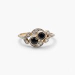 Vintage Double Black Moissanite Ring 0.70ct Art Nouveau Swirl Ring Milgrain Bypass Engagement Ring 925 Silver Promise Ring