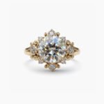 Old Mine Round Moissanite Ring, Vintage Filigree Engagement Ring, Floral Halo Ring, Antique Style Scrollwork Ring, 925 Silver