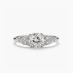 2.01CT Old Mine Cut Moissanite Ring Vintage Engagement Ring Art Deco Milgrain Solitaire Leaf Detail Silver Ring