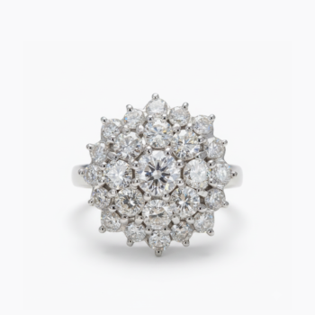 4.88CT Round Moissanite Cluster Ring, Floral Halo Engagement Ring, Multi Stone Diamond Look Statement Ring, Silver Bridal Ring