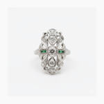Art Deco Moissanite Cluster Ring, Vintage Floral Engagement Ring, Filigree Statement Ring, Multi Stone Halo Ring, 925 Silver