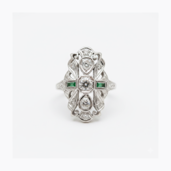 Art Deco Moissanite Cluster Ring, Vintage Floral Engagement Ring, Filigree Statement Ring, Multi Stone Halo Ring, 925 Silver