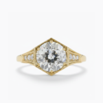 Old Mine Round Moissanite Ring 2.58CT Vintage Art Deco Engagement Ring Bezel Set Milgrain Solitaire Bridal Ring Silver