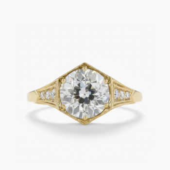 Old Mine Round Moissanite Ring 2.58CT Vintage Art Deco Engagement Ring Bezel Set Milgrain Solitaire Bridal Ring Silver