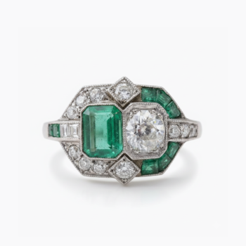 Art Deco Emerald Ring Toi Et Moi Ring Emerald Cut Moissanite Ring Vintage Statement Ring 925 Sterling Silver