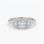2.08 Ct Cushion Cut Moissanite Engagement Ring, Three Stone Ring, Round Side Stones 925 Silver Promise Ring, Bridal Ring