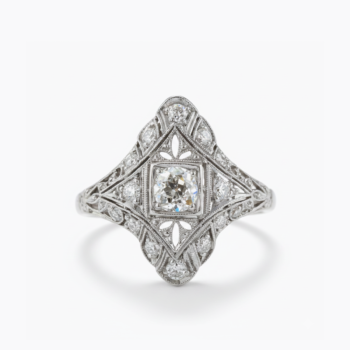 Vintage Art Deco Moissanite Ring 925 Sterling Silver Filigree Halo Ring Round Cut Engagement Ring Antique Statement Ring