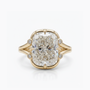 Cushion Cut Moissanite Ring 4.12 CT Solitaire Engagement Ring Split Shank Ring Hidden Accent Stone 925 Sterling Silver