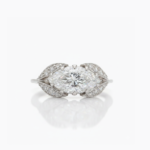 Marquise Cut Moissanite Ring 3.10 CT Leaf Engagement Ring Nature Inspired Split Shank Ring 925 Sterling Silver
