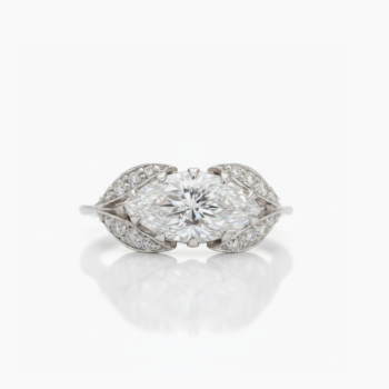 Marquise Cut Moissanite Ring 3.10 CT Leaf Engagement Ring Nature Inspired Split Shank Ring 925 Sterling Silver